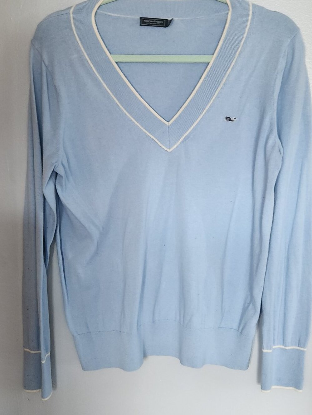 Baby Blue Vineyard Vines Lightweight Varsity Sweater